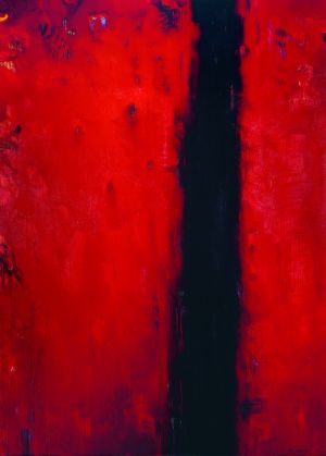 Audrius Gražys „Juoda vertikali, raudona” 1998 m. Drobė, aliejus 190 X 180 cm.