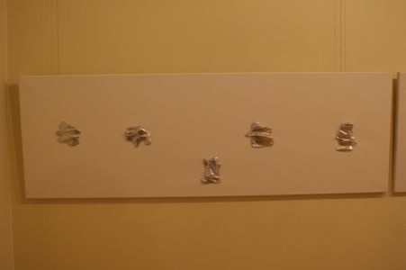 Saulius Kuizinas.  „Paveikslų eskizai“, vizualiųjų menų parodos  „Recesiją prisimenant“ fragmentas. 2014 m.