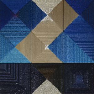 Danguolė Brogienė.The Lightning.  2018, aut. techn., silk, lurex, wool. 100 x 100 cm.