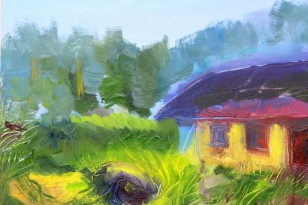 Kristina Čivilytė. “The house by the forest” (oil, canvas, 50x70, 2016). Price 400 Eur.